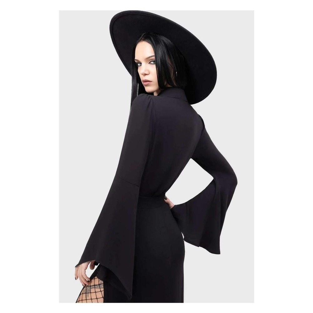 killstar cursed pray blouse black long flared sleeve - Picture 3 of 4